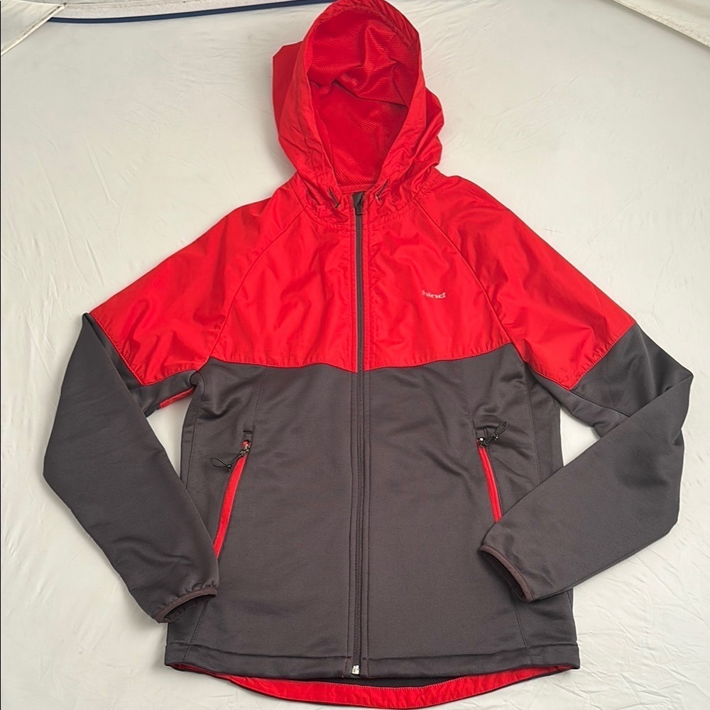 Hind red and gray colorblock full zip hoodie cycling jacket